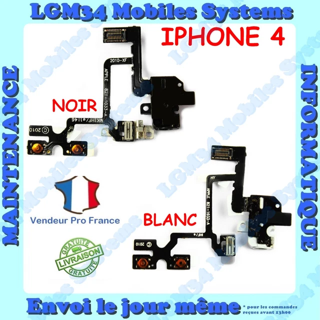 Nappe (connecteur) De Vibreur Et Prise Jack Pour IPhone 4S - Noir - Pièce De Rechange Générique Neuve