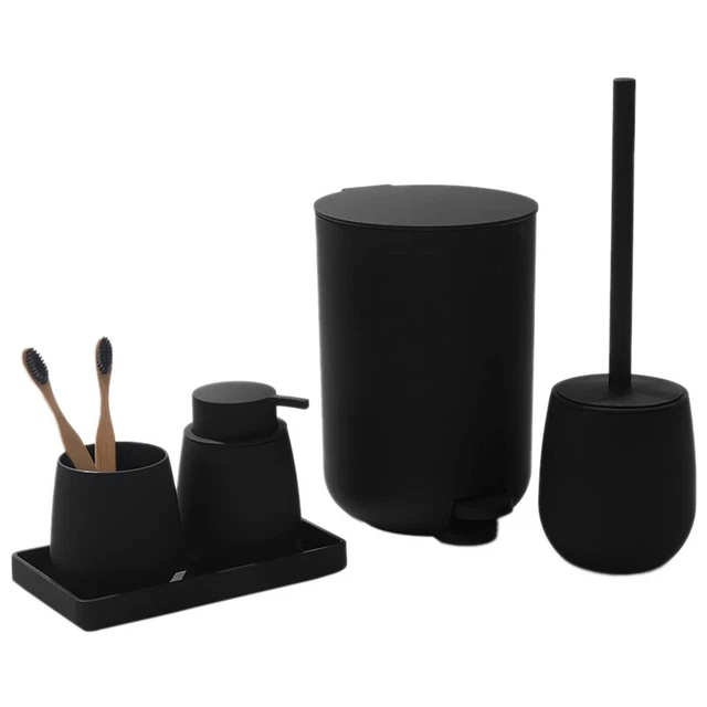 Bathroom Set, Small Trash Can, Toothbrush Holder, Soap Dispenser, Schmin H8W1