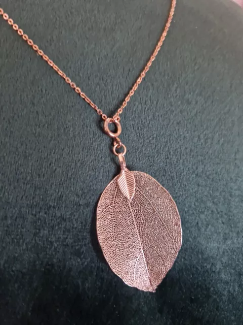 Silber Rosévergoldete Kette mit Anhänger Blatt