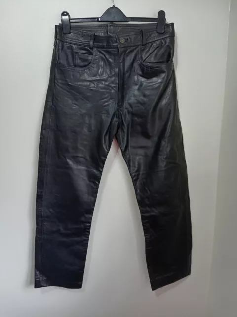 Men’s Black Genuine Leather Trousers 34 29 Biker