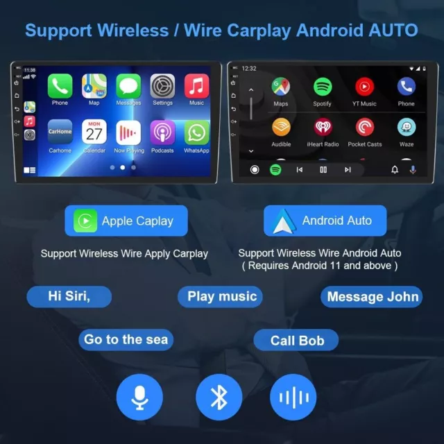 Car Stereo Radio Android 13 Carplay GPS Navi WiFi 10.1" Double 2Din Touch Screen 3