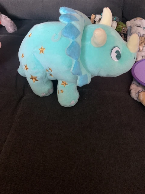 Disney World Animal Kingdom Dinoland  Blue Triceratops Dinosaur Plush Toy 10”