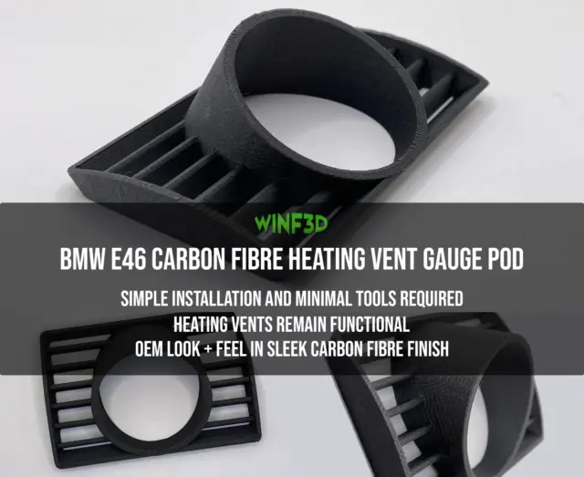 BMW E46 Air Vent Gauge Pod - Carbon Fibre Finish | Retains Heating | 52mm Gauges