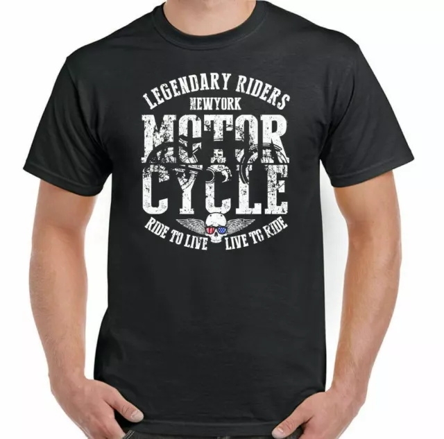 T-shirt biker moto leggendaria motociclista new york uomo bici