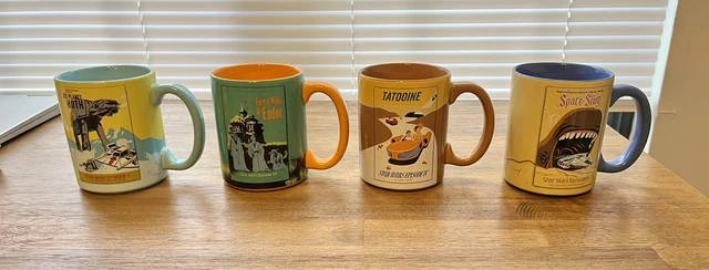 Disney Parks Star Wars Attraction Poster Mug Set Of 4! WDW DLR Walt Disney World