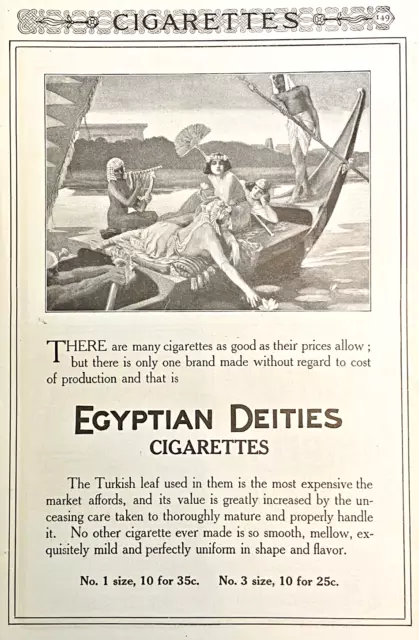 1905 EGYPTIAN DEITIES Cigarettes Vintage Magazine Ad 8x5.5" Original Art