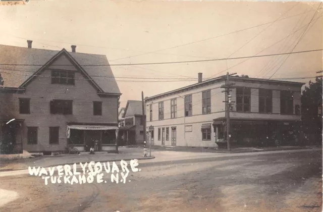 1910 RPPC Stores Waverly Square Tuckahoe NY Westchester county