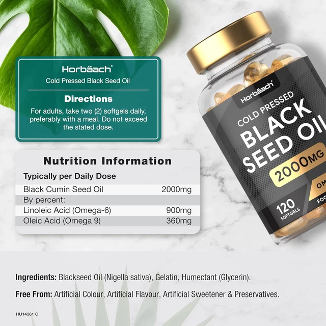 Black Seed Oil Softgels 1000mg - Premium Nigella Sativa Blackseed, Pure Natural Black Cumin Seed Oil & Antioxidant For Skin & Immune Support - Non GMO, Bottled In USA Supplement - Foto 4