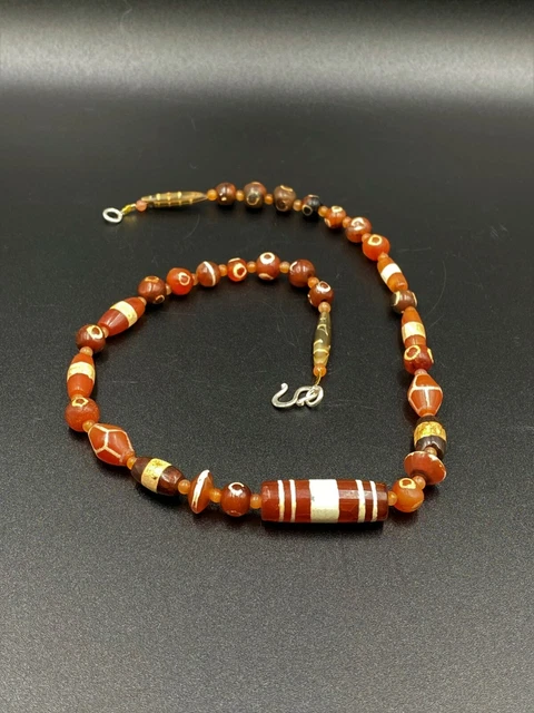 Antique Etch Carnelian Beads Necklace Mala