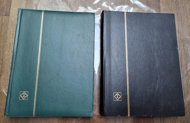 2x LIGHTHOUSE STAMP ALBUMS 30/32  BLACK PAGES 60/64 SIDES 9 Strips Good Cond