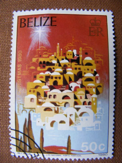 Briefmarke Motiv Weihnachten Religion groß XL Belize 1980 Heilige Stadt Christma