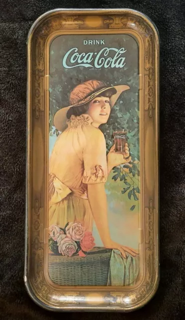 1972 Coca Cola Tray Elaine Antique Girl With Flower Basket 1916 WW1 ad