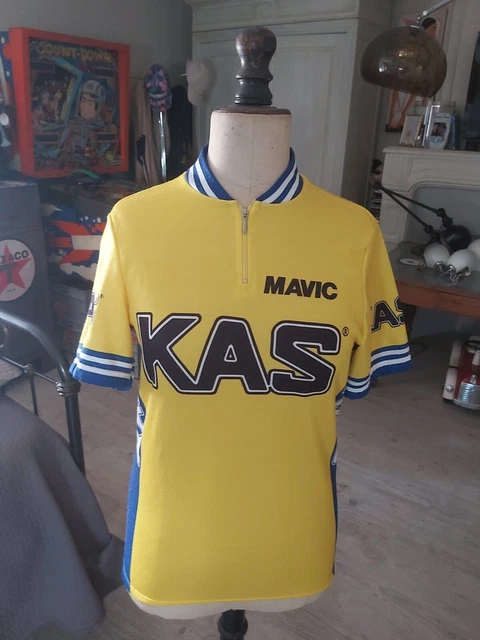 Maillot Cycliste Vintage Années 70/80 - Publicité MMA - Taille TP 110-112 Cm - Vert - Tricots Du Rocher