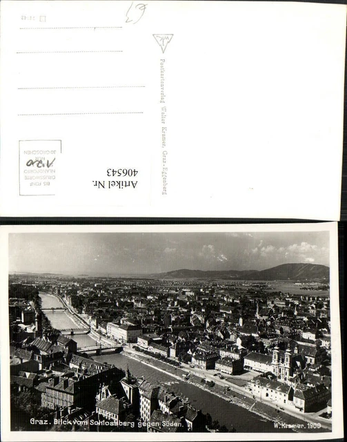 406543,Graz Teilansicht vom Schlossberg geg. Süden