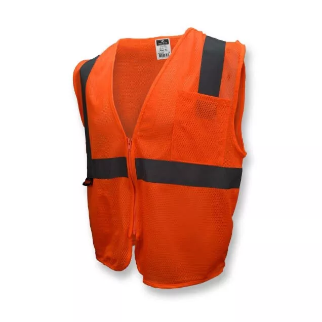 Radians 2 Pockets Orange Mesh High Visibility Safety Vest, ANSI/ ISEA 107-2015