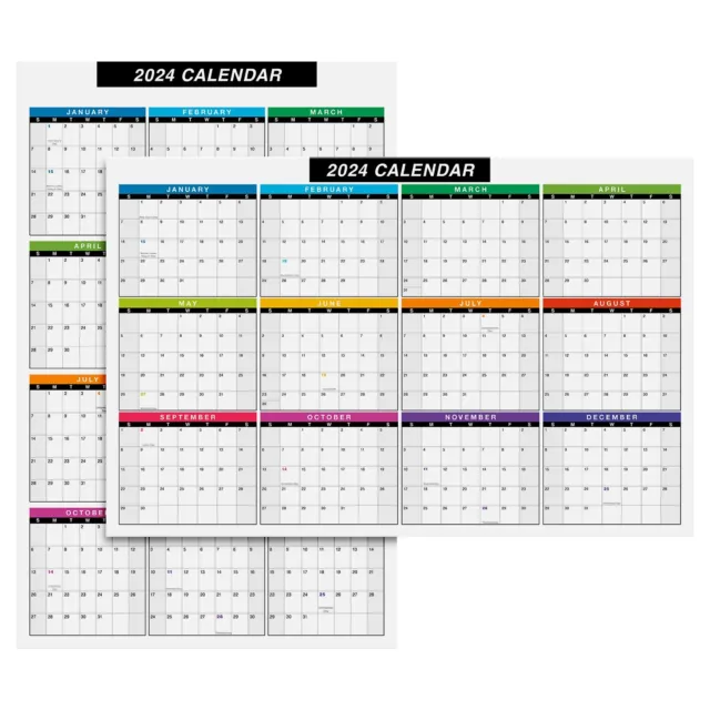 2024 Full Desk Calendar, 12 Month Planner, 2-Sided Reversible, 11 x 17" (2 Qty)