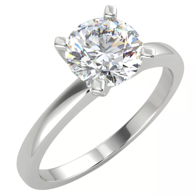 IGI 1 CT E/VS1 Lab Grown Round Diamond Engagement Ring 14K White Gold