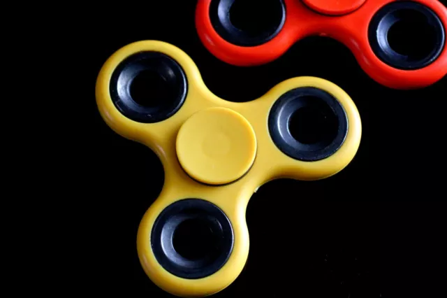 Hand Fidget Spinner Yellow Steel 3 Side Toy for Autism and Adhd 1-2 day Ship