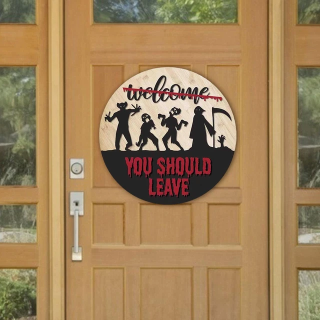 Halloween Welcome Sign 30cm Wall Art Decor for Farmhouse Window Theme Party