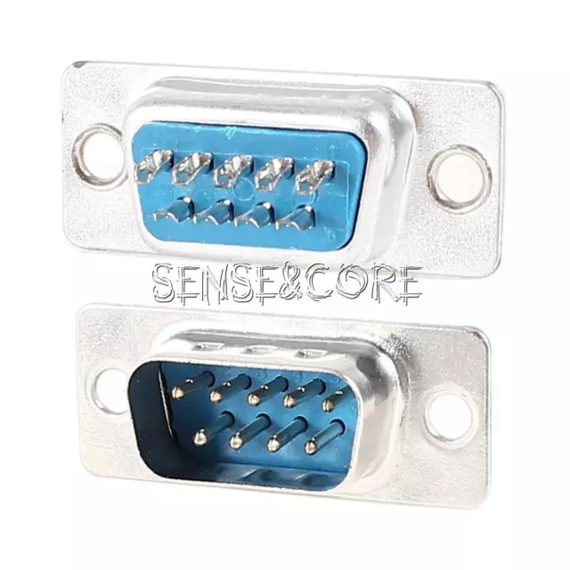 10PCS VGA Male Plug Socket DB9 9-Pin D-SUB 2 Rows Solder Type Connector Adapter