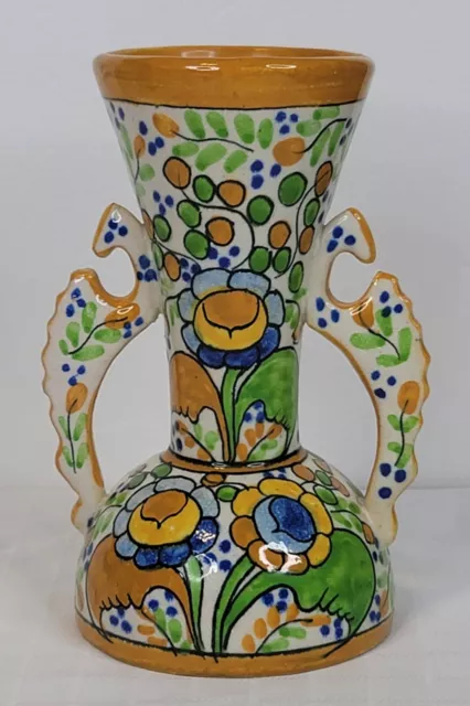 Vintage Italian Majolica Art Pottery Vase SIGNED Italy