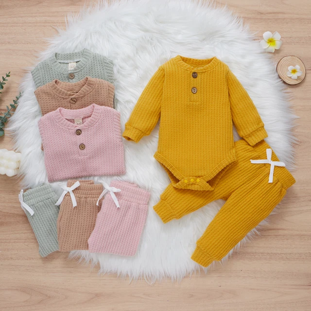 Newborn Baby Girl Boy Romper Jumpsuit Playsuit Pants Babygrows 2pcs Outfits Set