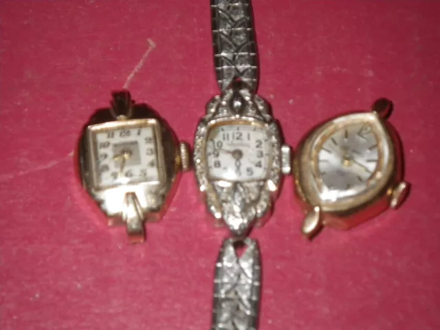 3 vintage ladies 10K & 14K gold watch cases,Waltham,Wittnauer over 7 grams gold