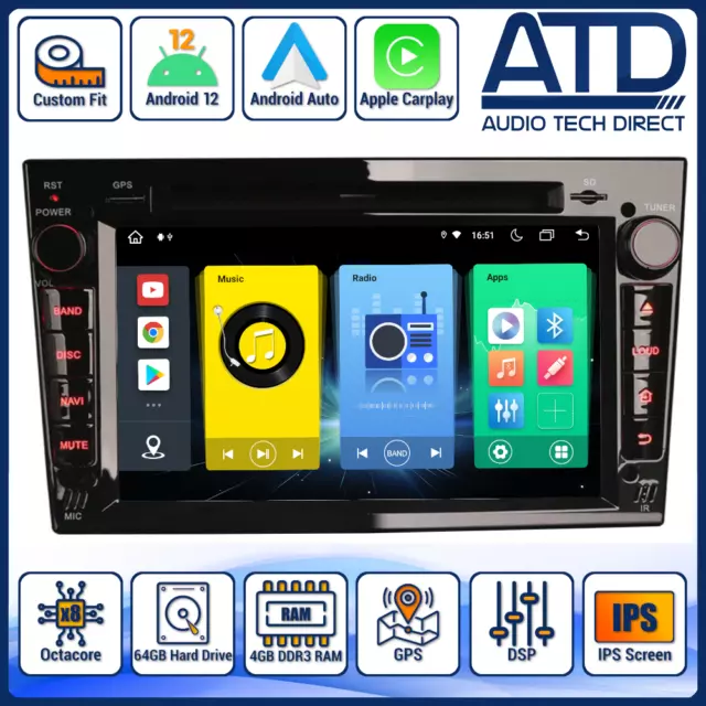 Android CarPlay Vauxhall Corsa C D Vectra C Radio Auto GPS DAB Sat Nav Head Unit