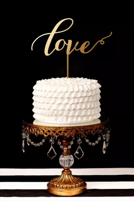 LOVE CAKE TOPPER DECORATION GOLD / SILVER wedding engagement anniversary Party