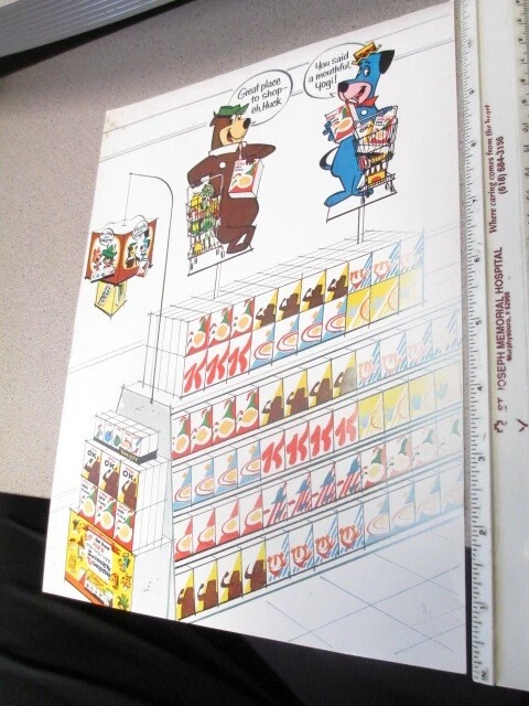 KELLOGGS CEREAL BOX store display sheet 1960s Hanna Barbera YOGI BEAR ...