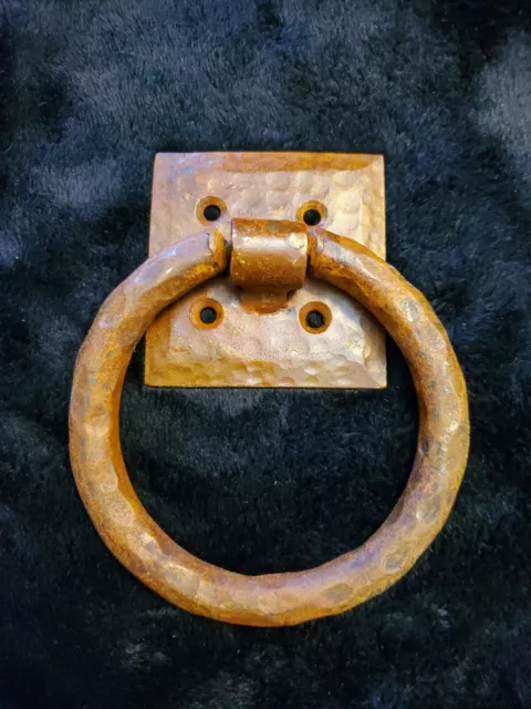Large Rust Finish Door Knocker Pull Rustic Vintage Tie Stable Jetty Loop Forged
