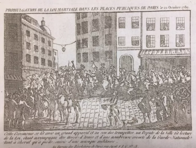 Loi Martiale en 1789 Rare Gravure Révolution Française Paris