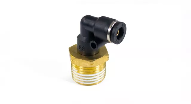 1/2" Male NPT to 1/4" Push to Connect Elbow Fitting - Accepts 1/4" Air Line