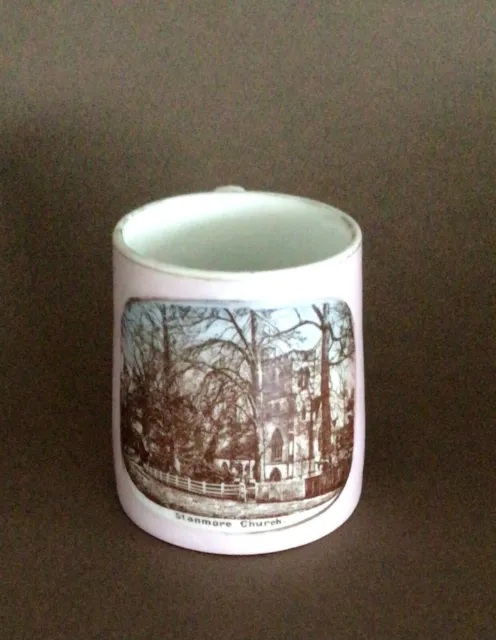 Antique 19th century german porcelain pictorial souvenir— Stanmore Church.