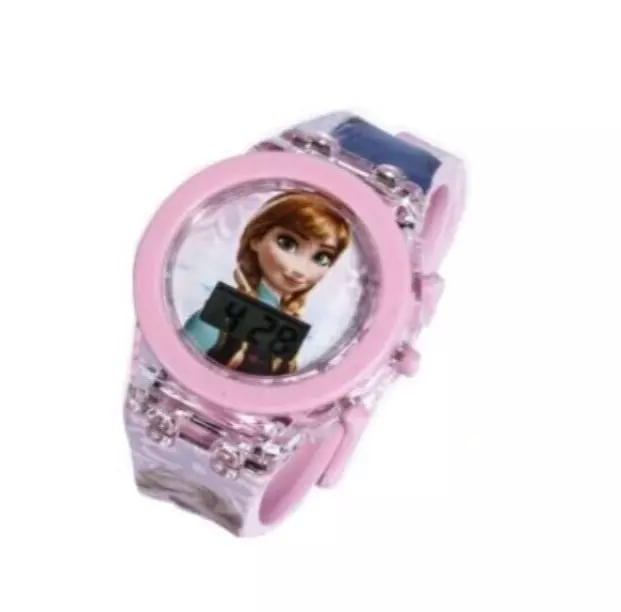 Children's Watch Frozen Anna Elsa Cartoon Flashing Light Up Digital Kids Hero