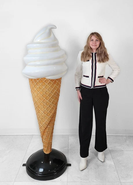 Large Vanilla Ice cream Soft Serve Statue on Stand 6FT Indoor & Outdoor Display
