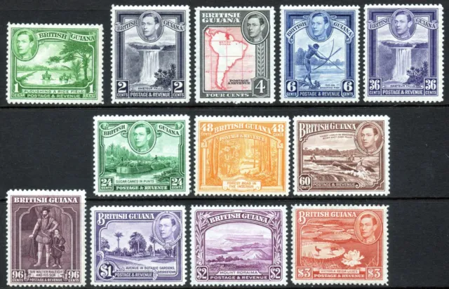 British Guiana 1938 KGVI complete set of mint stamps value to $3 Lightly Hinged