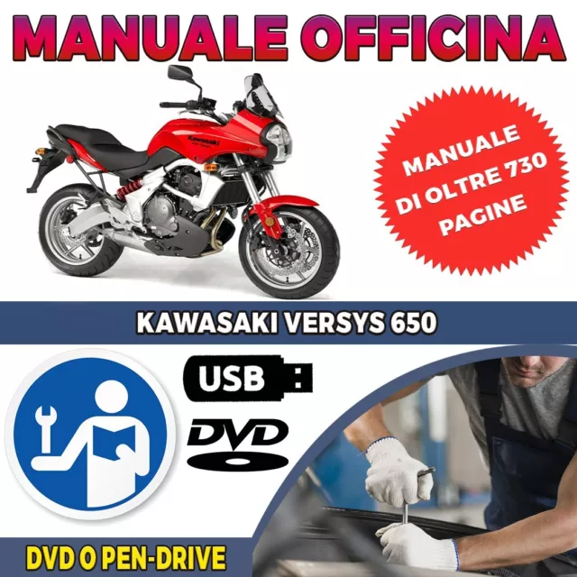 Manuale Officina Kawasaki Versys 650 in ITALIANO su DVD o PENDRIVE (SPECIFICARE)