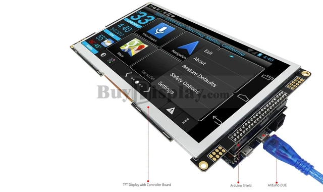 7" inch TFT LCD Resistive Touch RA8875 Shield for Arduino Due,MEGA 2560 Uno 3
