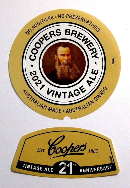 Coopers Brewery Ltd 2021 VINTAGE ALE beer label AUSTRALIA 25.4oz #R2705J