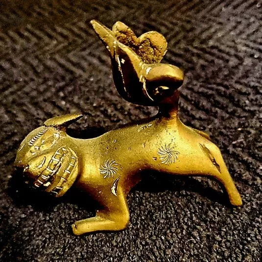 Vintage 3.5" Solid Brass Chinese  Mythical Foo Dog