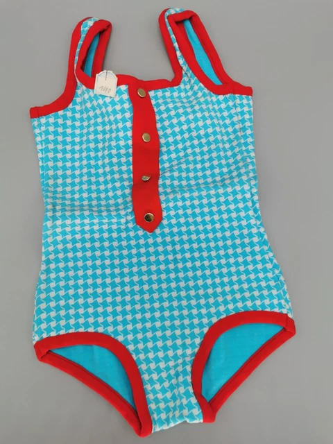 Costume da bagno originale anni '60 Vichy ragazza taglia 140 134 vintage retrò mai indossato Costume da bagno originale anni '60 Vichy ragazza taglia 140 134 vintage retrò mai indossato