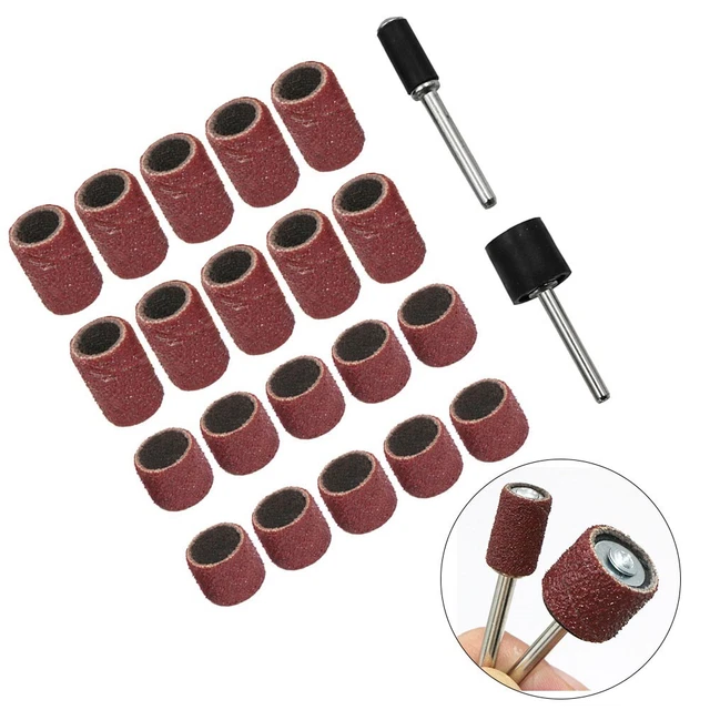 Kit De Ponçage à Tambour 16 Pièces Pour Perceuse | Manchons Caoutchouc Et Papier Abrasif | Grain 60/80/120 | Idéal Bricolage