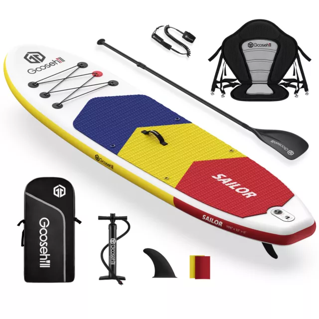 GOOSEHILL® SUP Board Aufblasbar Stand Up Paddle Set Surfboard Paddling ISUP