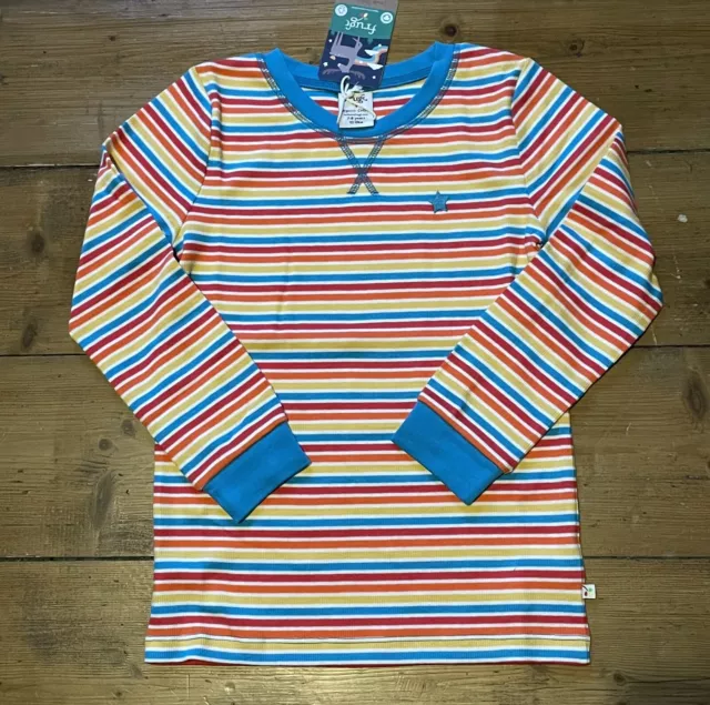 BNWT Frugi Organic Girls Jersey Rainbow Stripe Top Long Sleeve T-shirt 7-8 Years