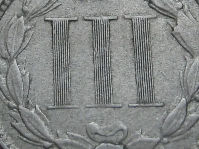 1865-1889 Three 3 Cent Nickel- VF/XF Details