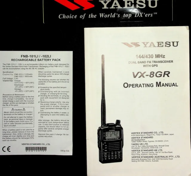 Yaesu Vx-8Gr Ht Transceiver Original Instruction Manual + Yaesu Sticker