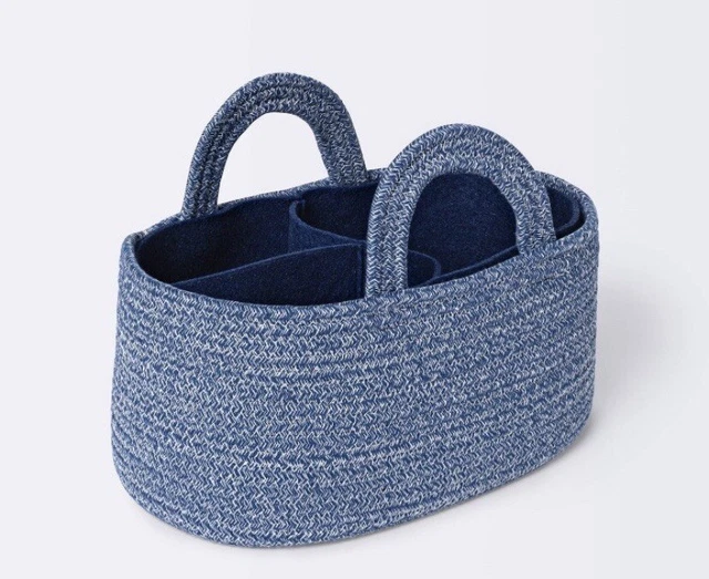 NEW- Coiled Rope Diaper Caddy with Dividers - Cloud Island Navy