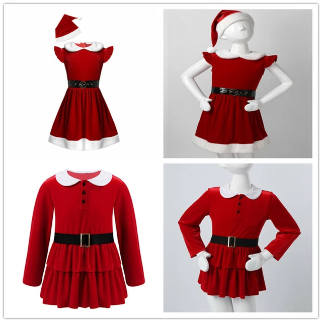 Abito da festa di Natale bambine bambine cappotto Babbo Natale vestiti eleganti set abiti