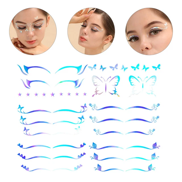 6 fogli Adesivo Eyeliner Cosmetico Ingombroso Glitter Ombretto